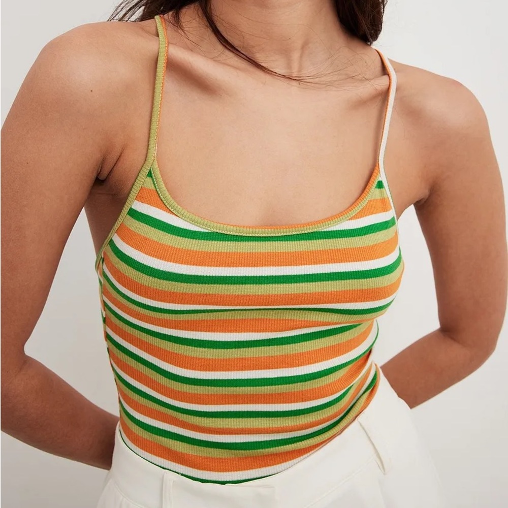 NAKD Striped Bodysuit Green Orange Size XS